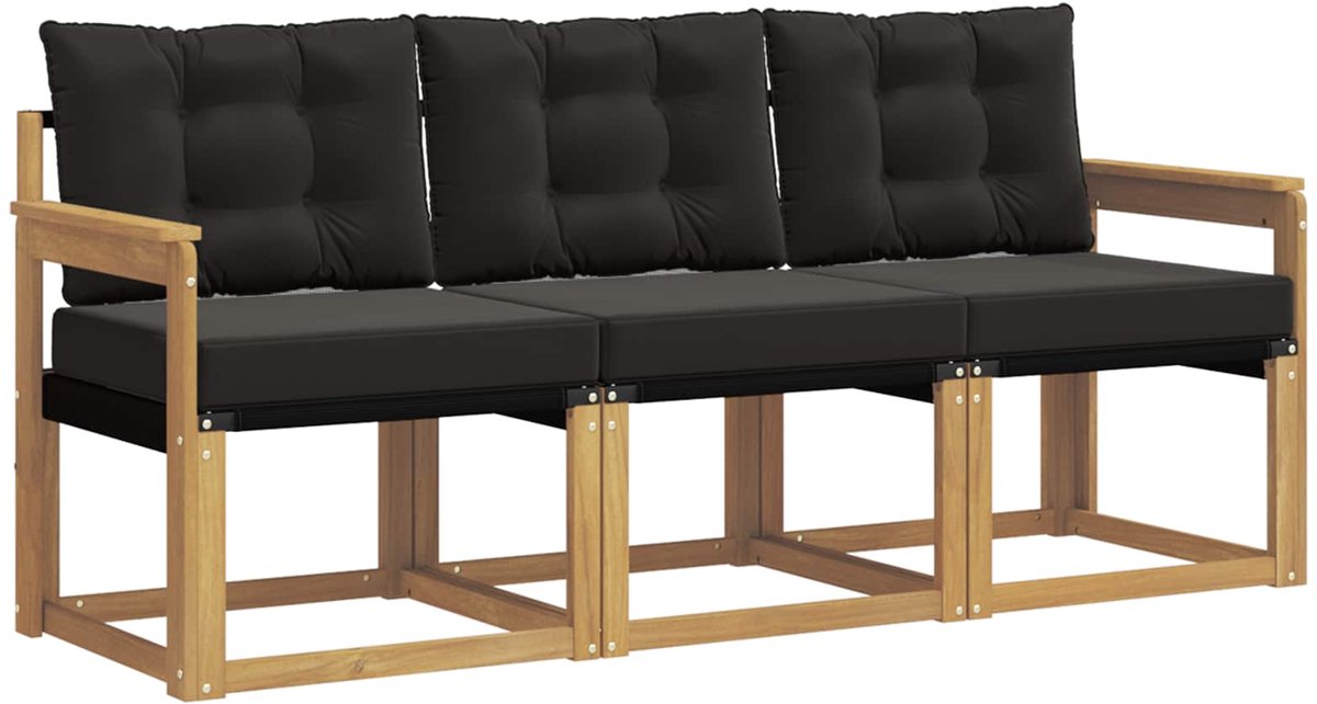 vidaXL Buiten - bank - set - 3 - st - 3-zits - Wit - en - zwart Wit en zwart