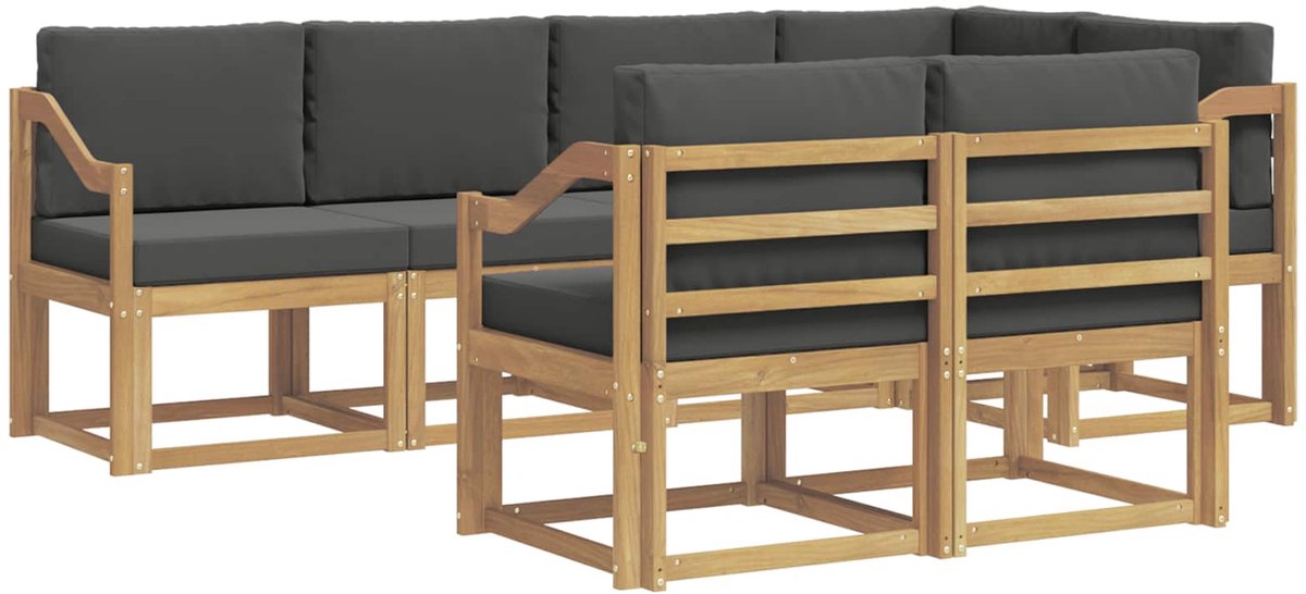 vidaXL Buiten - bank - set - 7 - st - 7-zits - Wit - en - antracietkleurig - Polyester Wit en antracietkleurig