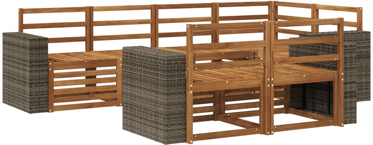 vidaXL Buiten - bank - set - 7 - st - 7-zits - Naturel - Massief - Acacia - Hout