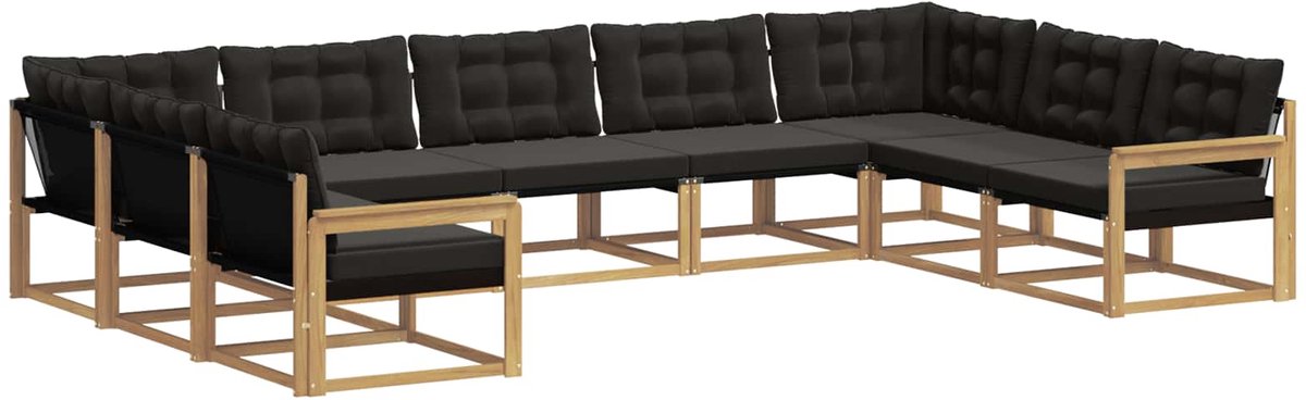 vidaXL Buiten - bank - set - 9 - st - 9-zits - Wit - en - zwart Wit en zwart