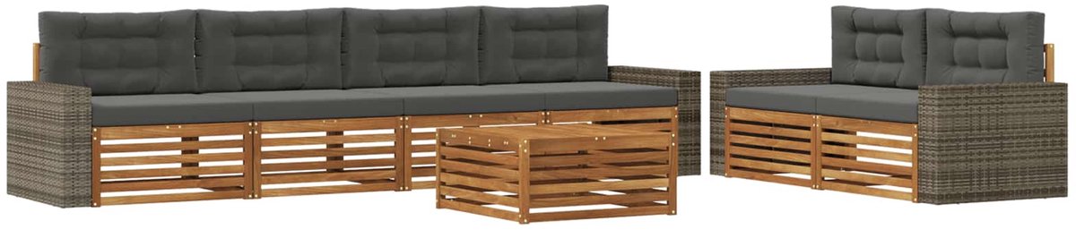 vidaXL Buiten - bank - set - 7 - st - Natuurlijk - en - Antraciet - Polyester Natuurlijk en Antraciet