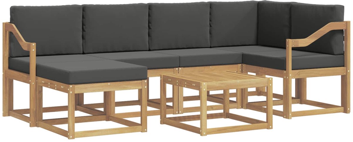 vidaXL Buiten - bank - set - 7 - st - 6-zits - Wit - en - antracietkleurig Wit en antracietkleurig