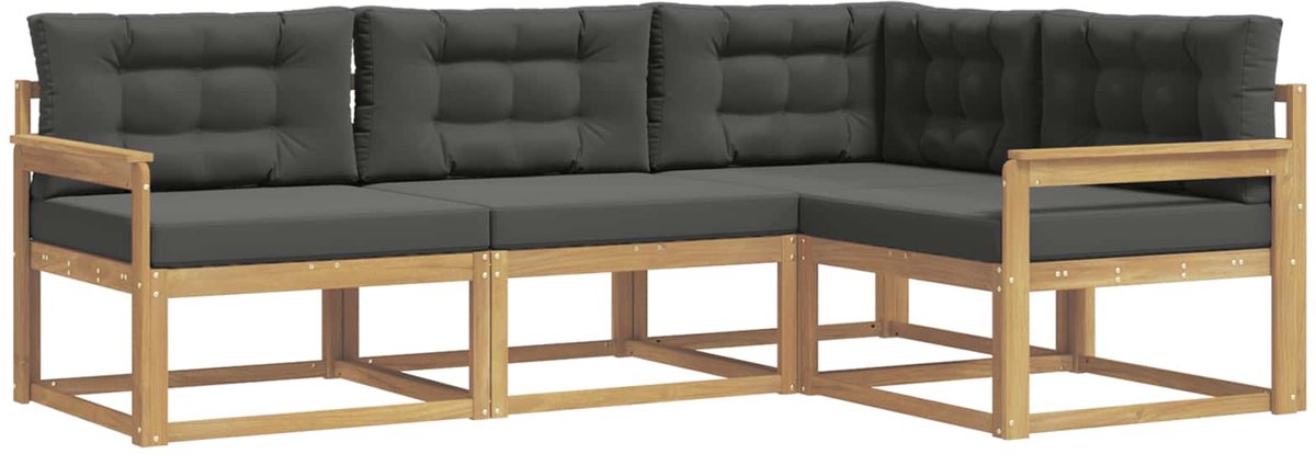 vidaXL Buiten - bank - set - 4 - st - Wit - en - antracietkleurig Wit en antracietkleurig
