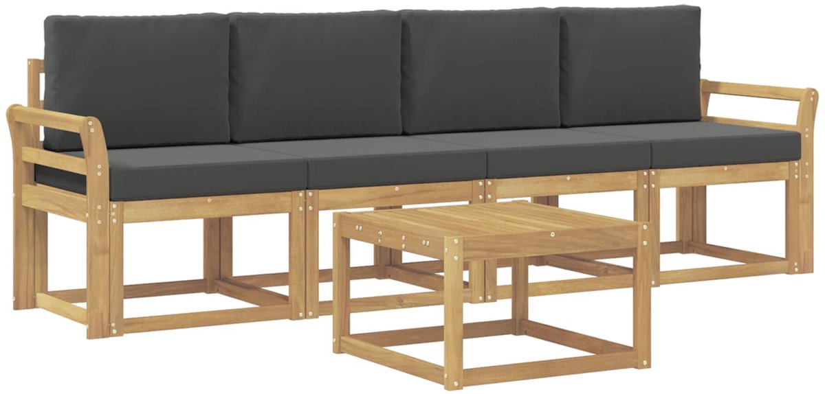 vidaXL Buiten - bank - set - 5 - st - 4-zits - Wit - en - antracietkleurig Wit en antracietkleurig