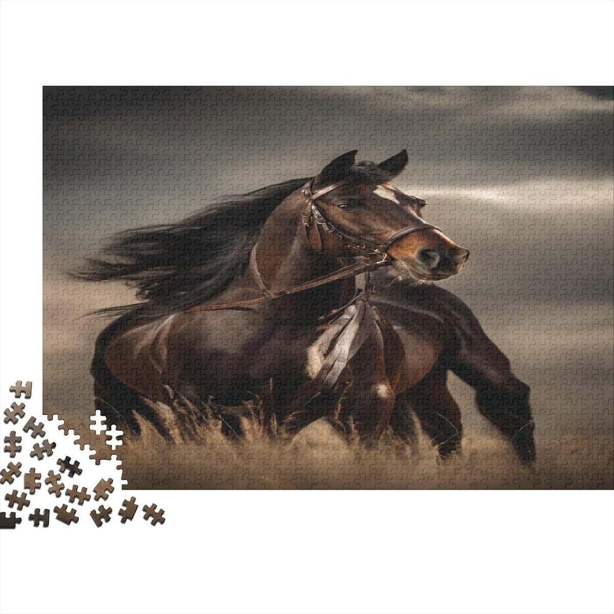 Paarden Puzzel - Legpuzzel Dieren - Ontspanning Thuis - Unieke Vormen - 1000 Stukjes - Kleurrijk