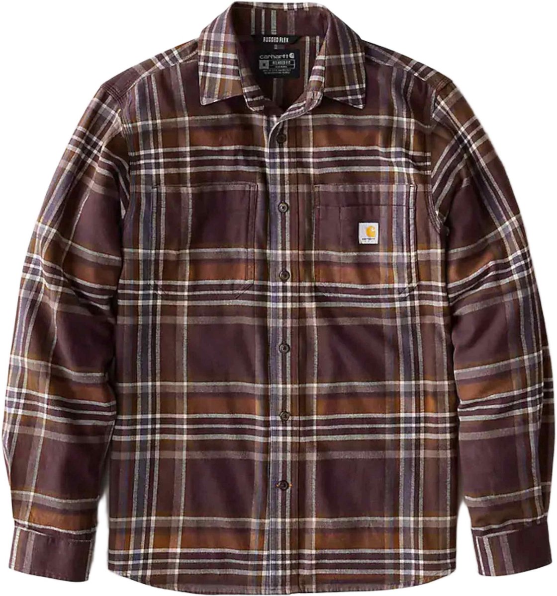 Carhartt Flannel Long-Sleeve Plaid Shirt 107010 Sepia-M Dark Sea
