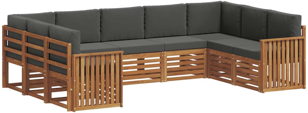 vidaXL Buiten - bank - set - 9 - st - 9-zits - Natuurlijk - en - Antraciet Natuurlijk en Antraciet