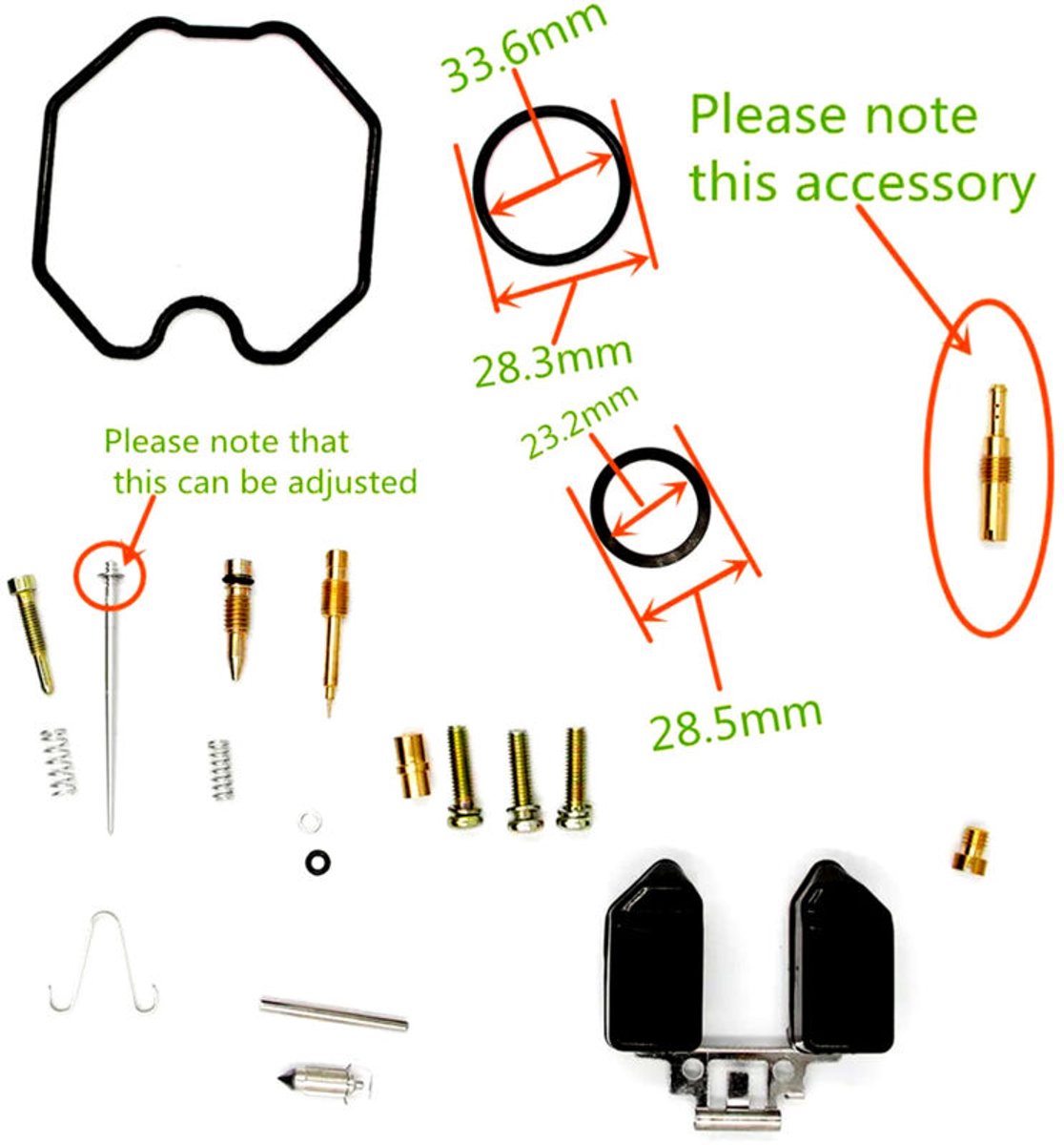 Reparatieset geschikt voor carburateurs van de CG125, 150, 175 en 200.