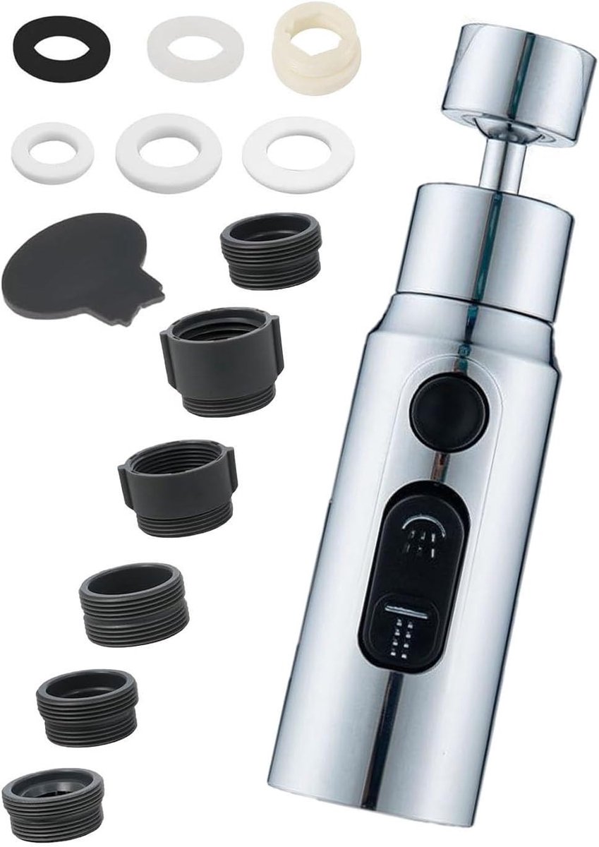 Multifunctionele 360 Graden Jet Regulator voor Keuken- en Badkamerkranen, Handdouche met 3 Modi en Rotatiefunctie