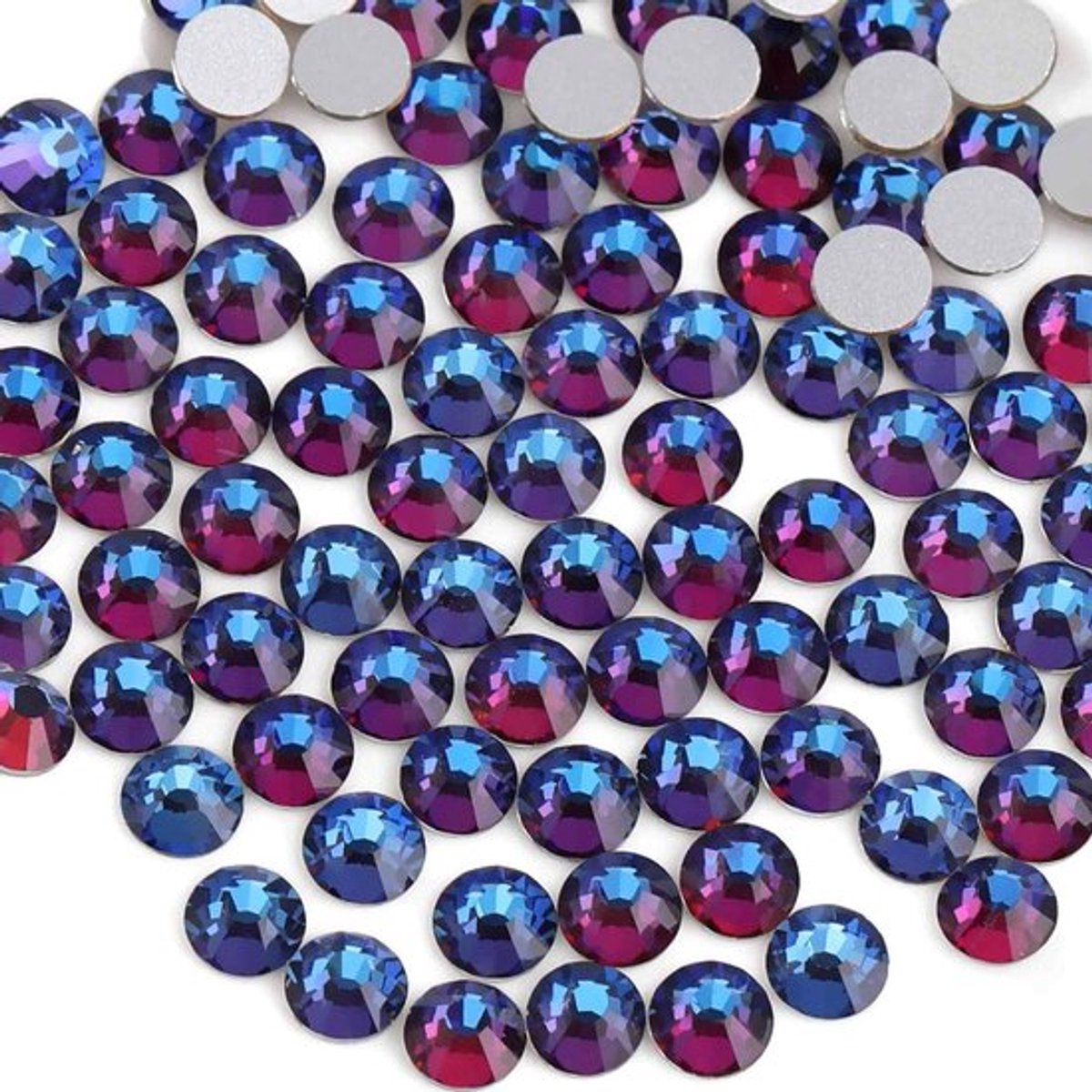 Nagelstrass met platte onderkant, blauwe vulkaan, SS10 - 1440 stuks, nail art benodigdheden.