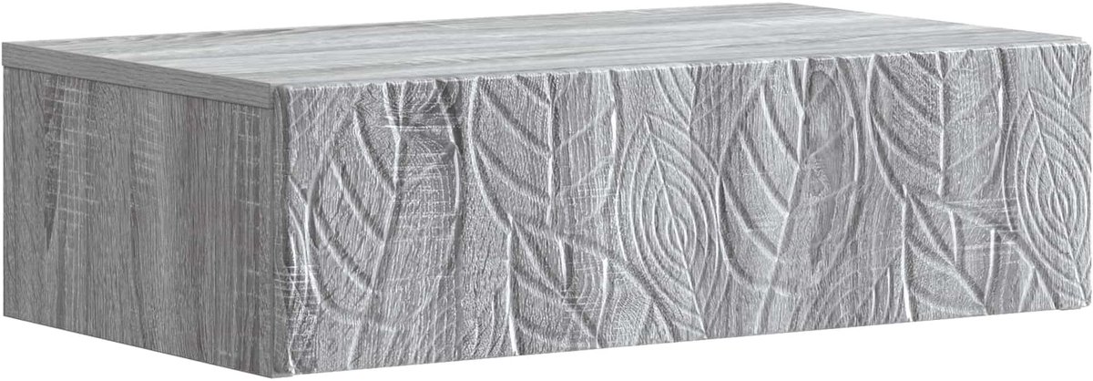 vidaXL Wandgemonteerde - Zijtafel - 87,5 - x - 34,5 - x - 17 - cm - Bewerkt - hout Grijs sonoma