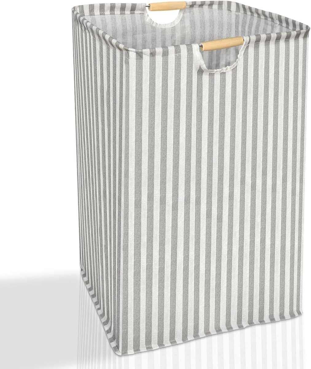 62L gestreepte wasmand 58×38×28 cm – voor wasgoed en kinderspeelgoed