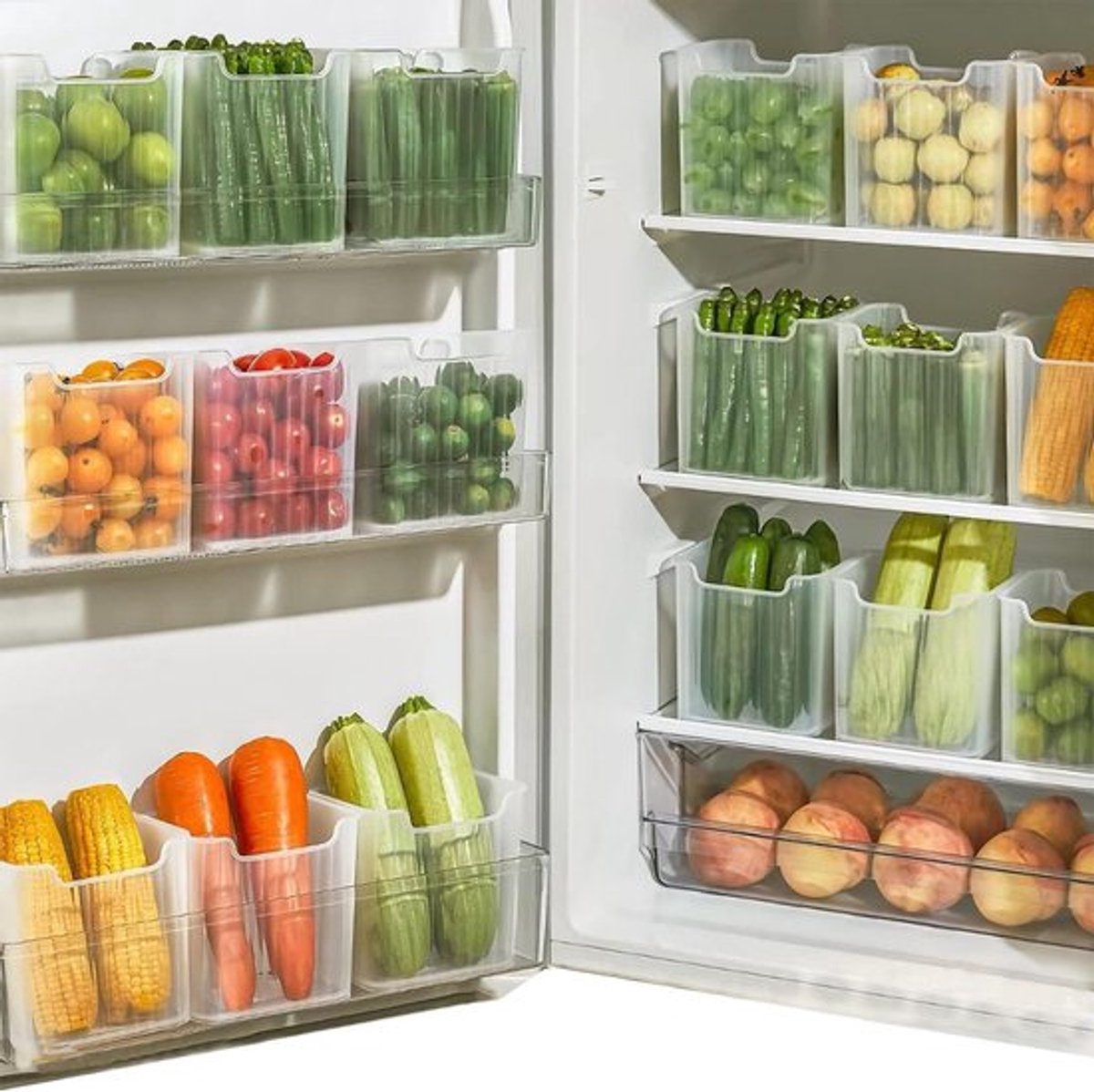 6-delige organizer-set voor koelkast - Opbergdozen voor voorraadkast, snacks en blikjes