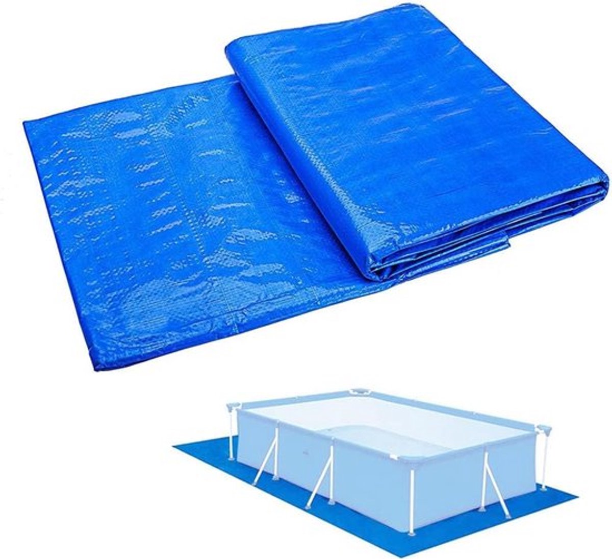 Waterdicht Zwembad Grondzeil Mat voor Opblaasbare Zwembaden – Blauw, Rechthoekig, Opvouwbaar – Vloerbescherming, Bovengronds, Kinderbadjes