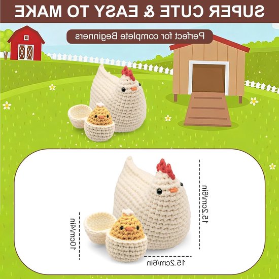 Beginner Haakset voor Volwassenen met Draad, Haaknaald en Video-instructies - Perfect Cadeau voor Dierenliefhebbers en Creatieve Hobbyisten van Merkloos — afbeelding 2