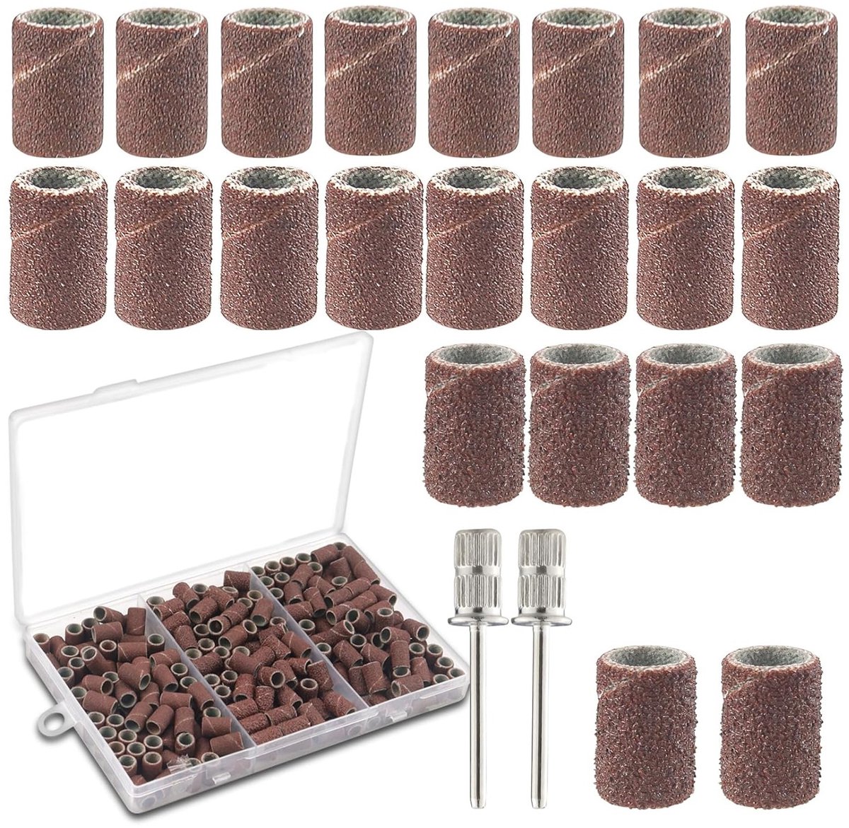 Cylinder Sleeves en Caps voor Nagelknipper, Pedicure en Houtbewerking - Schuurrollen met Fijn Korrel 80/120/180, Geschikt voor Dremel Schuurbanden en Booraccessoires