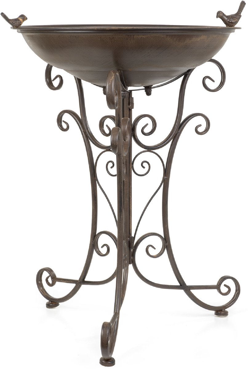 Moritz Vogelbad XL – Bruin Metalen Vogelbad op Voet – 72 cm – Vintage Vogeltränke voor Tuin & Terras
