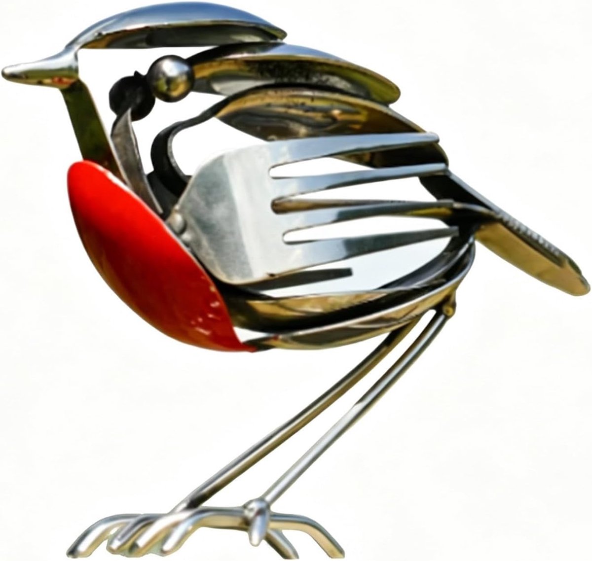 1 Metalen Roodborstje Ornament - 15×9×5cm - Handgemaakt Tuinornament - Weerbestendig - Geschikt voor Tuinen en Terrassen - Landelijke Cottage Stijl - Een Cadeau voor Vogelliefhebbers