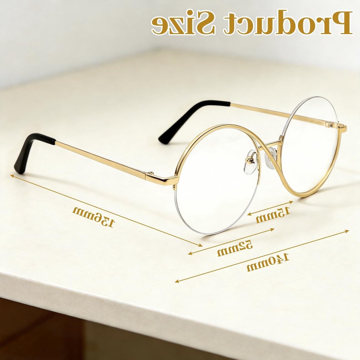 Ronde Metalen Montuur Bril voor Cosplay en Heksen Kostuum, Perfecte Accessoires voor Feestjes en Theatrale Voorstellingen, 1 Stuk