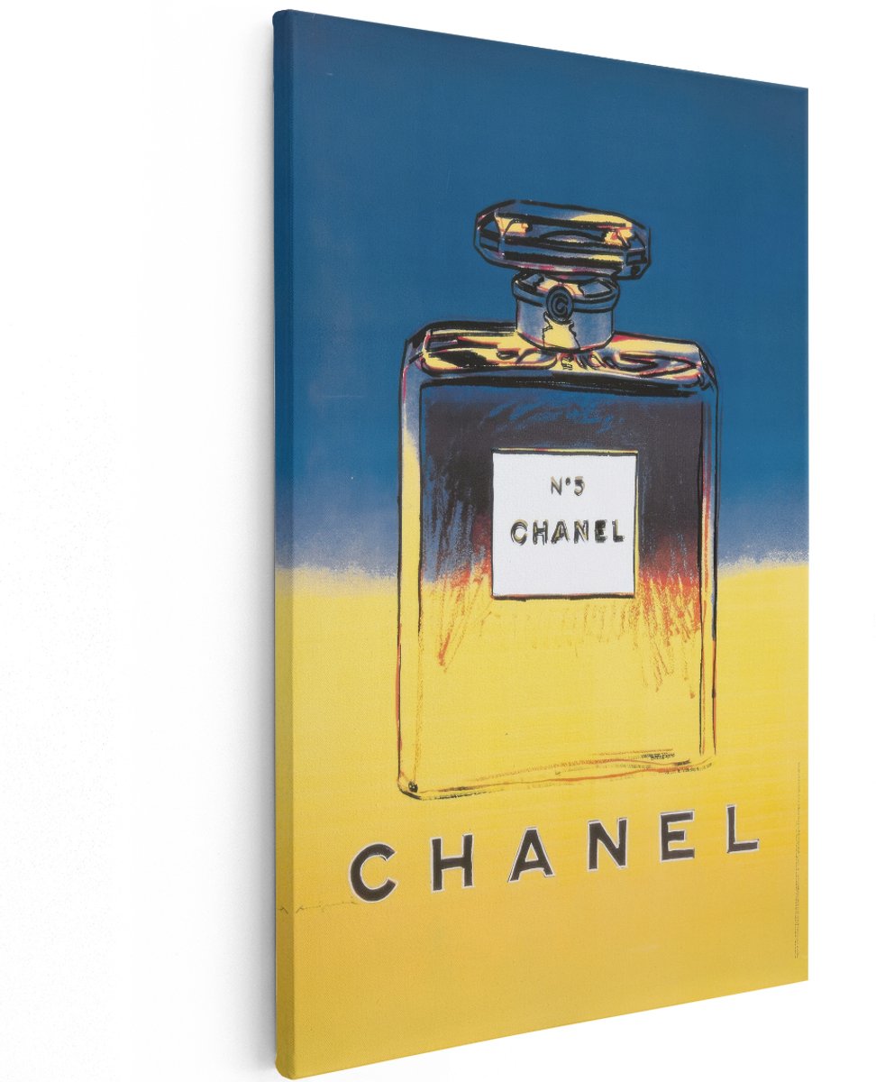 Artaza Canvas Schilderij Chanel N°5 Parfumfles - 80x120 cm - Wanddecoratie Andy Warhol - M