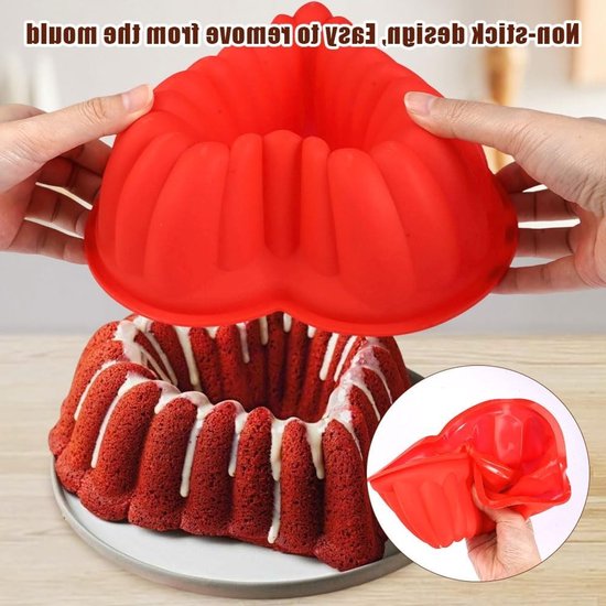 Hartvormige Bakvormen van Silicoon, 20 cm, BPA-vrij, Geschikt voor Muffins, Cupcakes, Taarten, Mousse en Pudding, Vaatwasserbestendig — afbeelding 3