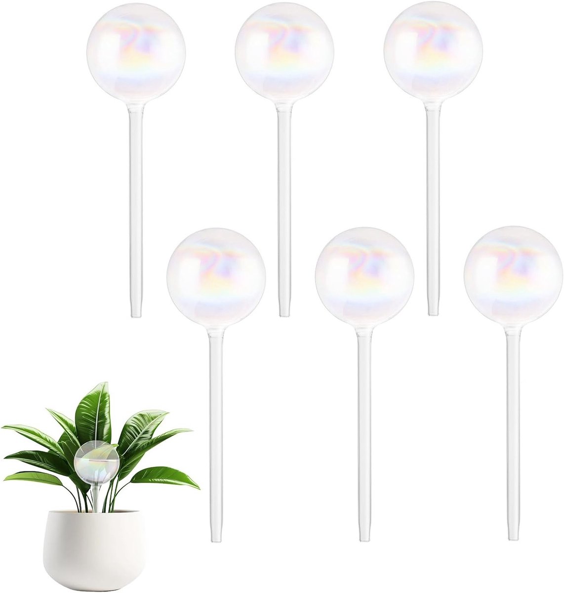 Glazen irrigatieballen - planten waterdispenser - 6 stuks - transparant