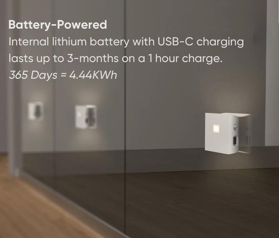 4x LED Nachtlampje met Bewegingssensor en Schemersensor - USB-C Oplaadbaar (3000mAh) - Draadloze Kastverlichting - Voor Kinderkamer, Trap, Slaapkamer, Gang van Traumheim® — afbeelding 4
