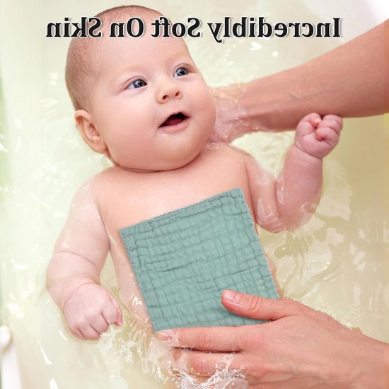 Set van 6 Muslin Baby Wasdoeken 25 x 25 cm van Biologisch Katoen, Zachte Doeken voor Babyverzorging, Handdoeken en Spuugdoeken voor Jongens en Meisjes — afbeelding 2