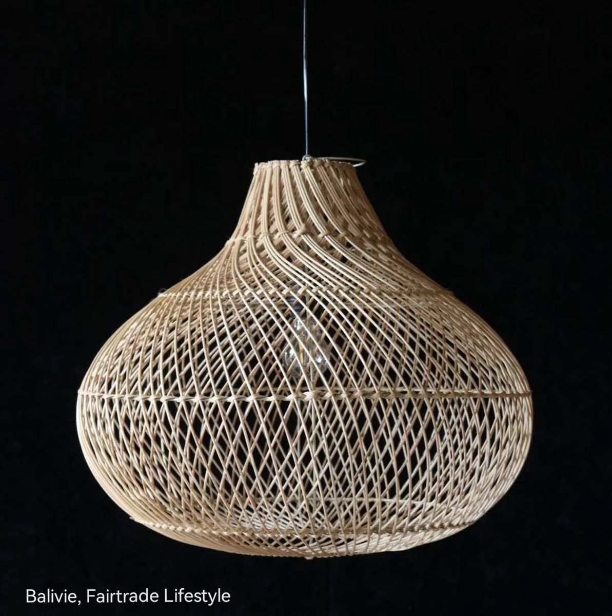 Balivie - Lampenkap - Hangend model - Balinese Handgemaakte Pitriet Lampenkap - Gentong - Naturel - Diameter 50 cm - Hoogte 42 cm.