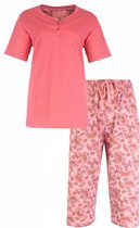 Medaillon Dames Shortama Pyjama Set – Paisley print - 100% Gekamde Katoen - Roze - Maat XL