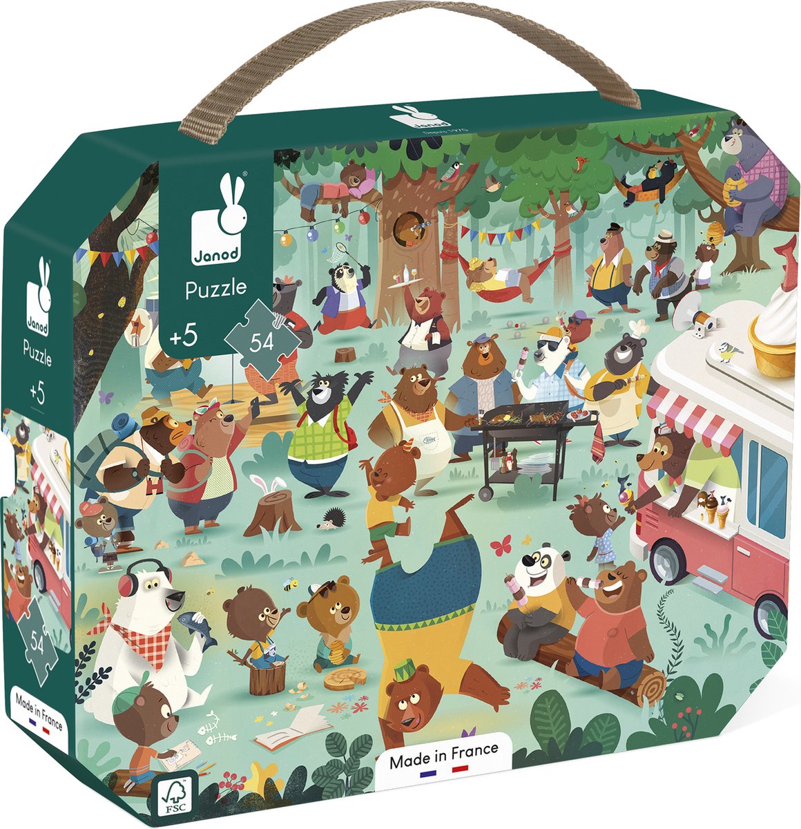 Janod koffer puzzel 54st - Family Bears
