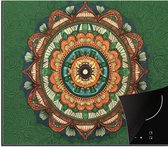 KitchenYeah® Inductie beschermer 59x52 cm - Mandala - Hippie - Bloemen - Oranje - Kookplaataccessoires - Afdekplaat voor kookplaat - Inductiebeschermer - Inductiemat - Inductieplaat mat