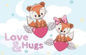Fotobehang - Vlies Behang - Love & Hugs - Teddyberen - Hartjes - 520 x 318 cm