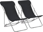 vidaXL - Strandstoelen - inklapbaar - 2 - st - staal - en - oxford - stof - zwart