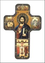 Ikoon op houten kruis Pantocrator (12521)