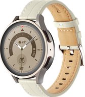 Mobigear Watch bandje geschikt voor Leren Smartwatch Bandje Gespsluiting | Mobigear Stitched - 20 mm - Wit