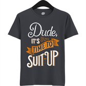 Dude Shuit Up | Vrijgezellenfeest Cadeau Man - Groom To Be Bachelor Party - Grappig Bruiloft En Bruidegom Bier Shirt - T-Shirt - Unisex - Mouse Grey - Maat L
