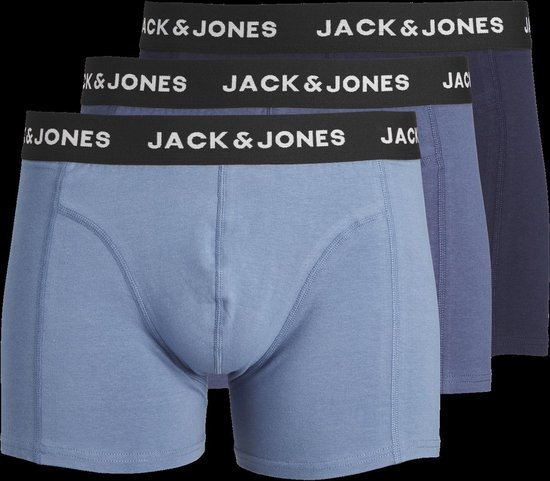 JACK & JONES Jacsolid Trunks Uomo: Confezione Da 3 Boxer In Misto Cotone, Elastico In Vita Con Scritta