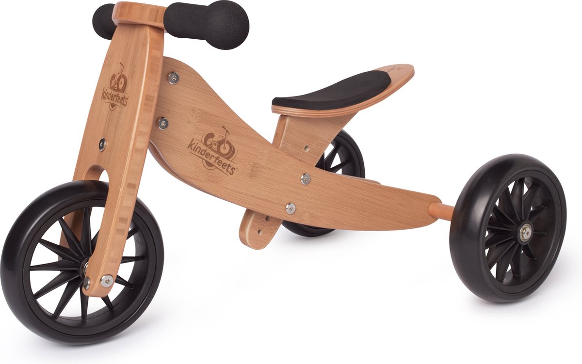 Kinderfeets 2-in-1 houten loopfiets & driewieler vanaf 1 jaar Tiny Tot -  Bamboe | bol.com