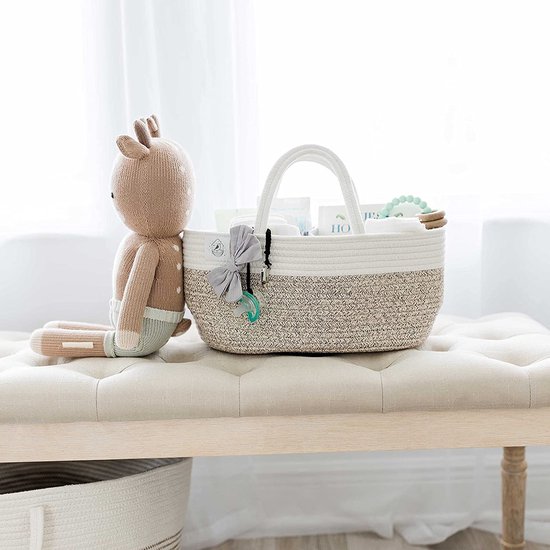 Bruine Caddy Organizer - Baby Caddy voor pasgeboren luiers - Luier Caddy voor Baby Toiletartikelen & Luiers - Babycommode & Luier Organizer - Veranderende Caddy & Opbergorganizer van KiddyBoo — afbeelding 4