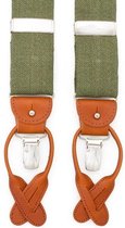 Albert Thurston 2469/4 - bretels - groene banden van Hardy Minnis wol -  bruin leer - Y model - clips en lussen