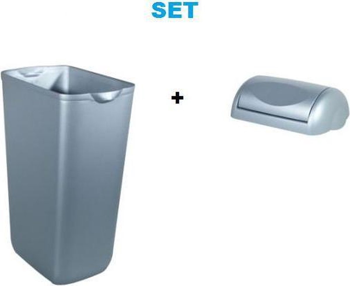 Plastic Marplast SET with waste bin 23l and waste bin lid in satin