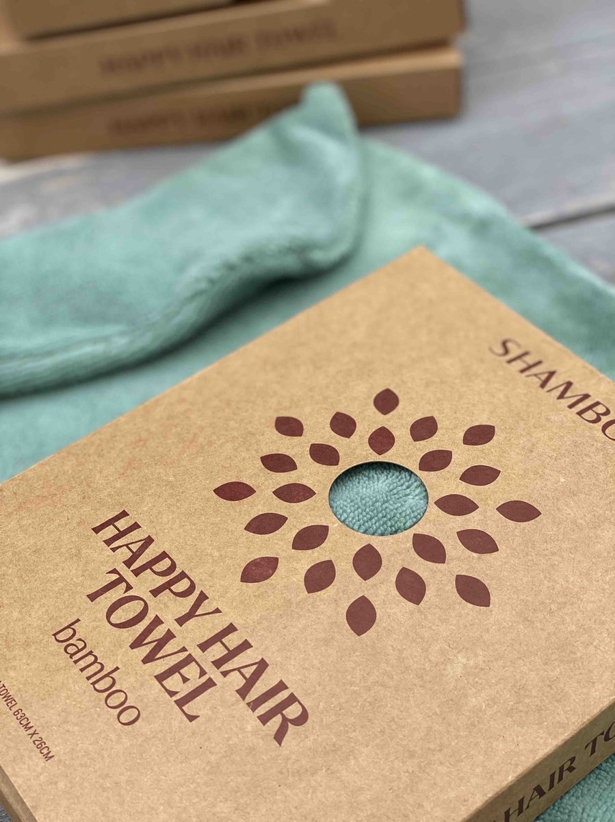 Haarhanddoek bamboe Mint Groen | Happy Hair Towel | Shambo | CG | Curly Girl Methode | Bamboe katoen