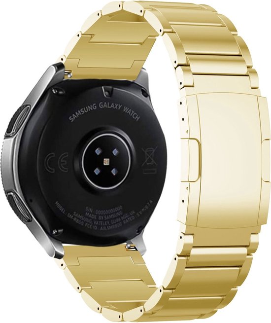 Strap-it Smartwatch bandje 20mm - Titanium horlogeband geschikt voor Samsung Galaxy Watch 42mm / Watch Active & Active2 40 & 44mm / Galaxy Watch 3 41mm / Gear Sport - Amazfit Bip / GTS - Polar Ignite / Unite / Pacer - goud
