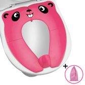 ZoeZo - Panda Toiletbril - Roze - Opvouwbaar - Incl. opbergtasje - Kinderen - Hygiënisch - WC- bril verkleiner - Zindelijkheidstraining - Toilettrainer - Toilet zitje