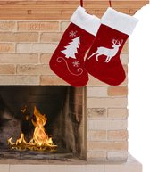 Chaussettes de Noël lumineuses - set 2x pcs - rouge - H41 cm - avec lumières
