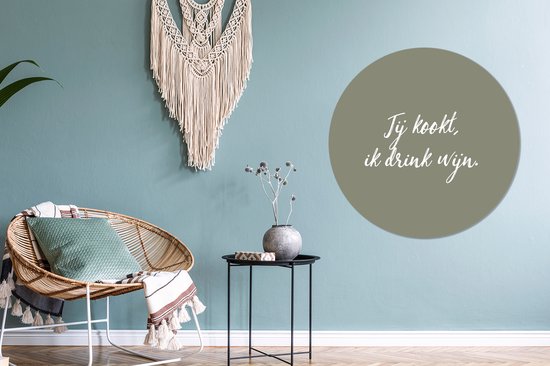 WallCircle - Cercle mural ⌀ 90 - Citations - Tu cuisines, je bois du vin - Vin - Dictons - Tableaux ronds salon - Tableau mural rond - Cercle de Décoration murale - Décoration de chambre intérieur - Cercle de Décoration murale - Accessoires de maison