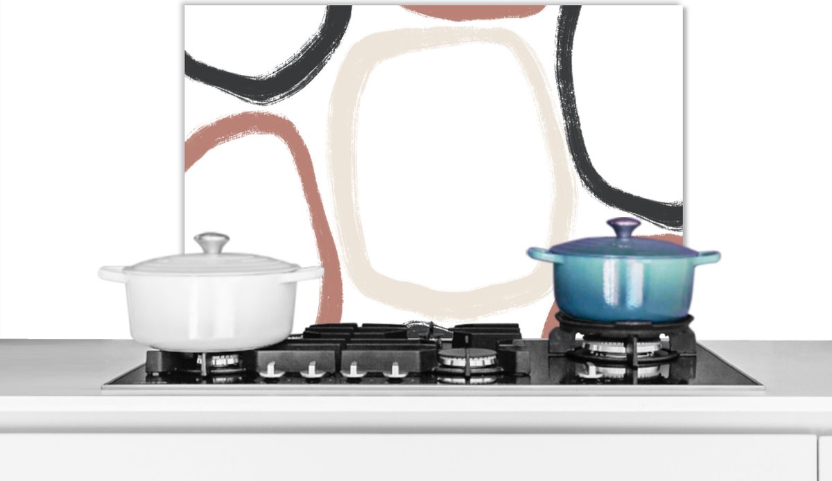 Spatscherm keuken 70x50 cm - Kookplaat achterwand Minimalisme - Geometrische vormen - Pastel - Patronen - Muurbeschermer - Spatwand fornuis - Hoogwaardig aluminium