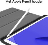 Hoes Geschikt voor iPad 10.2 2021 Hoes Luxe Hoesje Book Case Cover Met Uitsparing Geschikt voor Apple Pencil Met Screenprotector - Hoesje Geschikt voor iPad 9 Hoesje Bookcase - Grijs