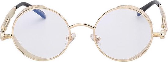 Doe een poging opener laag KIMU ronde bril steampunk heldere glazen zonder sterkte goud montuur |  bol.com